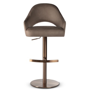 SCAUN DE BAR, GODA SUPREME PUMP 60 CM, BEJ/AURIU, TAPITERIE DIN TEXTIL, SPUMA, ARCURI SI METAL, STIL MODERN - Img 2