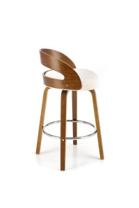 SCAUN DE BAR H110, CREM/NUC/CROM, TAPITERIE BOUCLE SI PICIOARE DIN LEMN SI METAL, STIL MODERN - Img 3