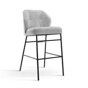 SCAUN DE BAR, IRLANDEZ M 60 CM, GRI/NEGRU, TAPITERIE DIN TEXTIL, SPUMA SI METAL, STIL MODERN