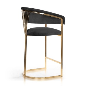 SCAUN DE BAR MARCILLE 60, NEGRU/AURIU, STIL MODERN - Img 3