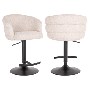 SCAUN DE BAR NIKKI, 213885, CONFECTIONAT DIN POLIESTER, METAL SI SPUMA, IGNIFUG, BEJ/NEGRU, STIL MODERN