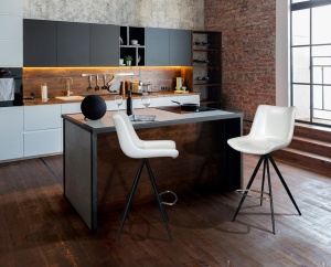 SCAUN DE BAR SAMOA 718257, ALB, DIN METAL, OTEL, PIELE ECOLOGICA, STIL MODERN, SCHULLER