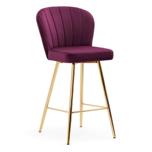 SCAUN DE BAR SHELLY 60, BORDO/AURIU, STIL MODERN, CONFECTIONAT DIN METAL SI CATIFEA