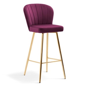 SCAUN DE BAR SHELLY 70, BORDO/AURIU, STIL MODERN