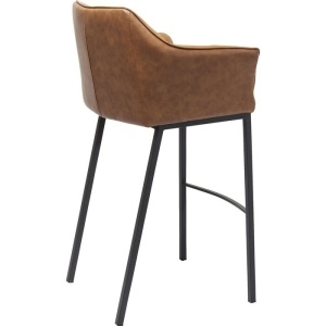 SCAUN DE BAR THINKTANK 2, CONFECTIONAT DIN PIELE ECOLOGICA SI METAL, MARO/NEGRU, STIL MODERN - Img 2