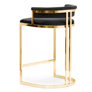 SCAUN DE BAR VEGAS, 60 CM, NEGRU/AURIU, TAPITERIE DIN CATIFEA SI PICIOARE DIN METAL, STIL MODERN - Img 2