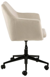 SCAUN DE BIROU NORA, BEJ/NEGRU, DIN CATIFEA SI METAL, STIL MODERN - Img 4