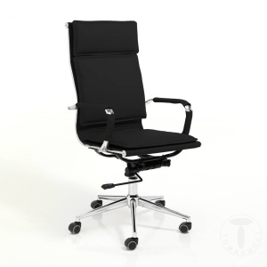 SCAUN DE BIROU, PREMIER NEGRU, STIL MODERN, METAL SI PIELE ECO, COD 4170