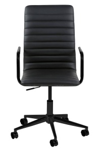 SCAUN DE BIROU WINSLOW, NEGRU, DIN PIELE ECOLOGICA SI METAL, STIL MODERN - Img 7