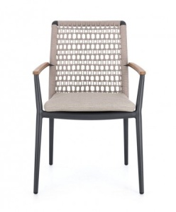 SCAUN DE GRADINA MADDOX BEJ, CONFECTIONAT DIN ALUMINIU, LEMN DE TEC SI TEXTIL, STIL MODERN - Img 2