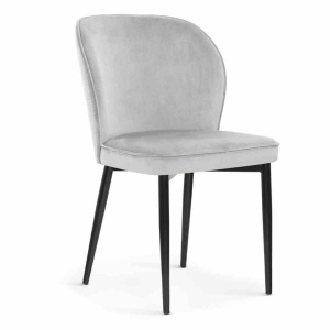 SCAUN DINING AINE, GRI/NEGRU, TAPITERIE DIN CATIFEA SI PICIOARE DIN METAL, STIL MODERN