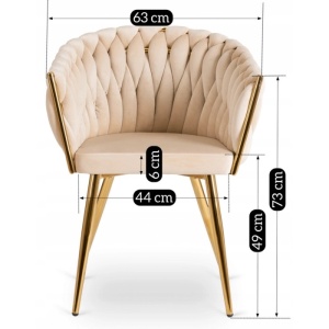SCAUN DINING, ARTIM MEBLE, REALIZAT DIN METAL SI CATIFEA, CULOARE CREM/AURIE, STIL MODERN - Img 10