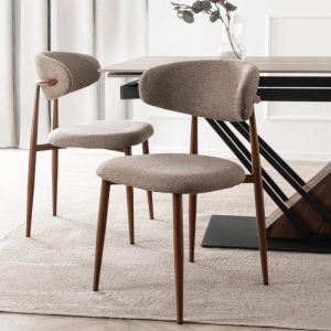 SCAUN DINING, ARTIM MEBLE, REALIZAT DIN METAL SI TEXTIL, CULOARE NEGRU/BEJ, STIL MODERN