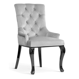 SCAUN DINING AUGUST GLAMOUR, GRI/NEGRU, TAPITERIE DIN CATIFEA SI PICIOARE DIN METAL, STIL MODERN