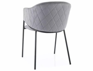 SCAUN DINING BONO, GRI BLUVEL 14/NEGRU MAT, TAPITERIE DIN CATIFEA SI PICIOARE DIN METAL, STIL MODERN - Img 2