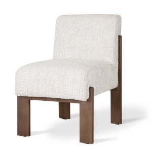SCAUN DINING BUCKY, CONFECTIONAT DIN LEMN, SPUMA, ARCURI SI TEXTIL, ALB /NATURAL, STIL MODERN