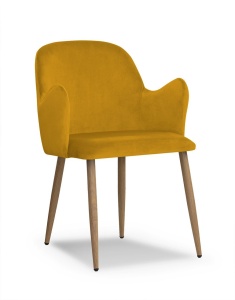 SCAUN DINING CAMEL GALBEN MIERE/STEJAR TAPITERIE DIN CATIFEA STIL MODERN