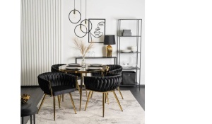 SCAUN DINING, CAPRI, DIN CATIFEA NEAGRA SI SUPORT METALIC, ARTIM GROUP COLLECTION