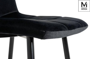 SCAUN DINING CARLO, DIN METAL SI CATIFEA, NEGRU, STIL MODERN - Img 5
