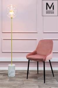 SCAUN DINING CLOVER, ROZ PUDRA/NEGRU, DIN CATIFEA SI METAL, STIL MODERN B2