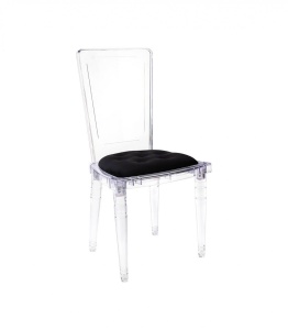 SCAUN DINING CONTAR, TRANSPARENT/NEGRU, DIN POLICARBONAT SI CATIFEA, STIL MODERN B2