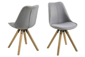SCAUN DINING DIMA, GRI DESCHIS/NEGRU, DIN TEXTIL SI LEMN, STIL SCANDINAV B2 - Img 1