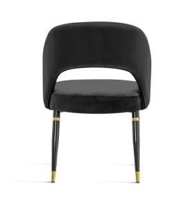 SCAUN DINING DIVA, NEGRU/AURIU/NEGRU, TAPITERIE DIN CATIFEA SI PICIOARE DIN METAL, STIL MODERN, ATR - Img 2