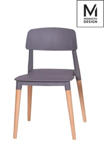SCAUN DINING ECCO, GRI/FAG, DIN POLIPROPILENA SI LEMN DE FAG, STIL MODERN