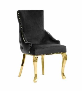 SCAUN DINING EDWARD GLAMOUR, NEGRU/AURIU, STIL CLASIC