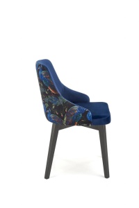 SCAUN DINING ENDO, ALBASTRU BLUVEL 86/MULTICOLOR/NEGRU, CU TAPITERIE DIN CATIFEA SI PICIOARE DIN LEMN MASIV, STIL CLASIC - Img 5
