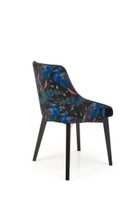 SCAUN DINING ENDO, NEGRU BLUVEL 19/MULTICOLOR/NEGRU, CU TAPITERIE DIN CATIFEA SI PICIOARE DIN LEMN MASIV, STIL CLASIC - Img 2