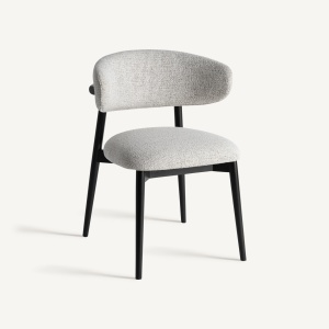 SCAUN DINING ERLEC, DIN LEMN DE ARTAR SI TEXTIL, CULOARE GRI/NEGRU, DESIGN CONTEMPORAN, REZISTENTA LA APA SI PETE, VICAL HOME