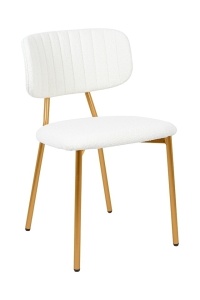 SCAUN DINING FABIOLA ALB, TAPITAT CU TEXTIL BOUCLE, STIL MODERN