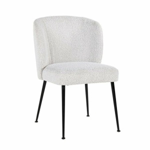 SCAUN DINING FALLON, ALB/NEGRU, TAPITERIE DIN TEXTIL PLUSAT SI PICIOARE DIN METAL, STIL MODERN