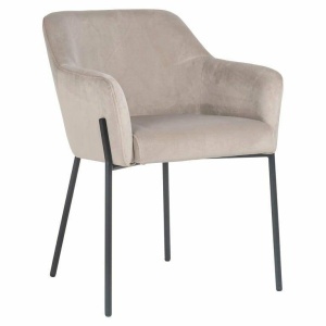 SCAUN DINING FAY, KHAKI/NEGRU, TAPITERIE DIN CATIFEA SI PICIOARE DIN METAL, STIL MODERN B2 - Img 1