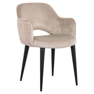 SCAUN DINING GIOVANNA TRENDY ROSE, 212867, CONFECTIONAT DIN POLIESTER, METAL SI SPUMA, ROZ/NEGRU, STIL MODERN