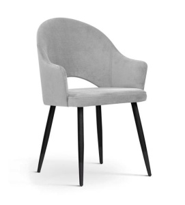 SCAUN DINING GODA, GRI/NEGRU, TAPITERIE DIN CATIFEA SI PICIOARE DIN METAL,STIL MODERN