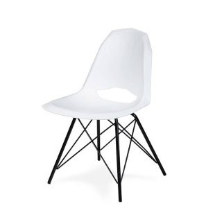 SCAUN DINING, GULAR DSM, ALB, DIN POLIPROPILENA SI METAL, STIL SCANDINAV B2 - Img 1