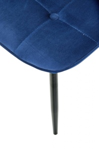SCAUN DINING K417, ALBASTRU/NEGRU, CU TAPITERIE DIN CATIFEA SI PICIOARE DIN METAL, STIL MODERN - Img 7