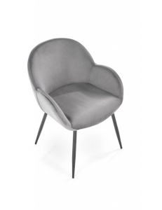 SCAUN DINING K480, GRI/NEGRU, TAPITERIE DIN CATIFEA SI PICIOARE DIN METAL , STIL MODERN - Img 2