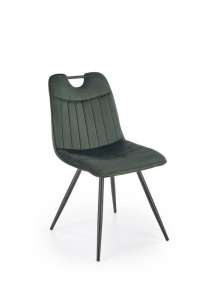 SCAUN DINING K521, VERDE INCHIS/NEGRU, CU TAPITERIE DIN CATIFEA SI PICIOARE DIN METAL, STIL MODERN - Img 1