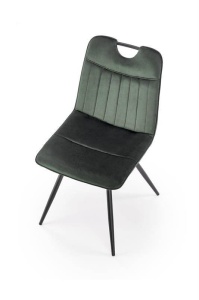 SCAUN DINING K521, VERDE INCHIS/NEGRU, CU TAPITERIE DIN CATIFEA SI PICIOARE DIN METAL, STIL MODERN - Img 2