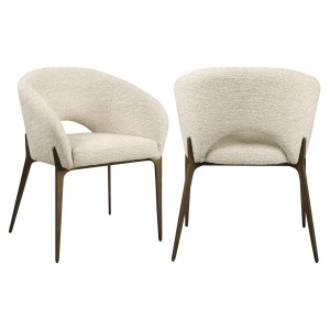 SCAUN DINING KENZI, REALIZAT DIN LEMN DE FAG SI TEXTIL IGNIFUG, CULOARE ALB/NATUR, DESIGN DEOSEBIT, RICHMOND INTERIORS - Img 7