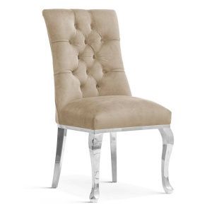 SCAUN DINING LORD GLAMOUR, BEJ/CROM, STIL CLASIC