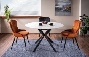 SCAUN DINING LOTUS, SCORTISOARA BLUVEL 4215/NEGRU MAT, TAPITERIE DIN CATIFEA SI PICIOARE DIN METAL, STIL MODERN - Img 3