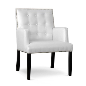 SCAUN DINING MARCELO,CU BRATE, ARGINTIU/NEGRU, TAPITERIE DIN TEXTIL SATINAT SI PICIOARE DIN LEMN, STIL MODERN