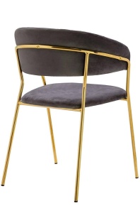 SCAUN DINING MARGO, GRI INCHIS/AURIU, DIN CATIFEA SI METAL, STIL MODERN - Img 3