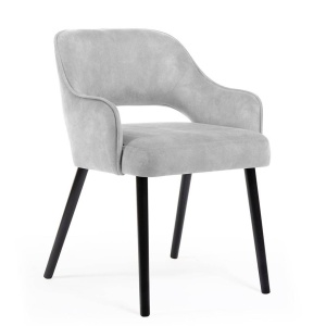 SCAUN DINING MERCY PLUS, GRI/NEGRU, TAPITERIE DIN CATIFEA SI PICIOARE DIN LEMN, STIL MODERN