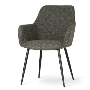 SCAUN DINING NANO, GRI/NEGRU, CONFECTIONAT DIN TAPITERIE DIN TEXTIL, SPUMA SI PICIOARE DIN METAL, STIL MODERN