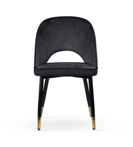 SCAUN DINING NOVAR, NEGRU/AURIU/NEGRU, TAPITERIE DIN CATIFEA SI PICIOARE DIN METAL, STIL MODERN, ATR - Img 2